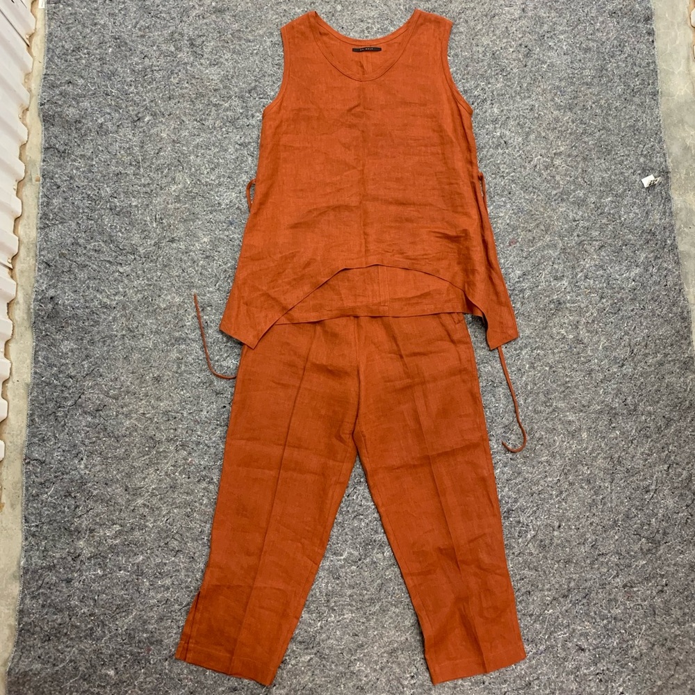 Animale Rust Orange Linen Tank & Trousers Set